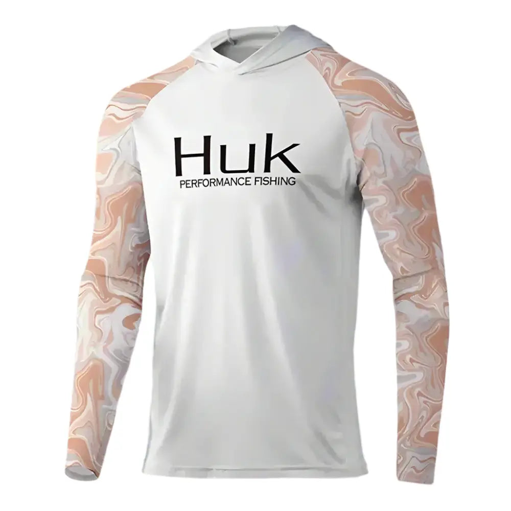 HUK Fishing T-shirt hooded Mens Long Sleeve UV Protection