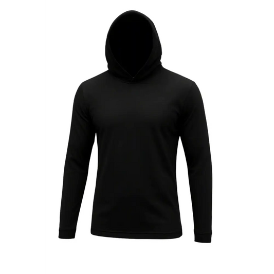 Long Sleeve Hooded Fishing Shirt | Black High Performance