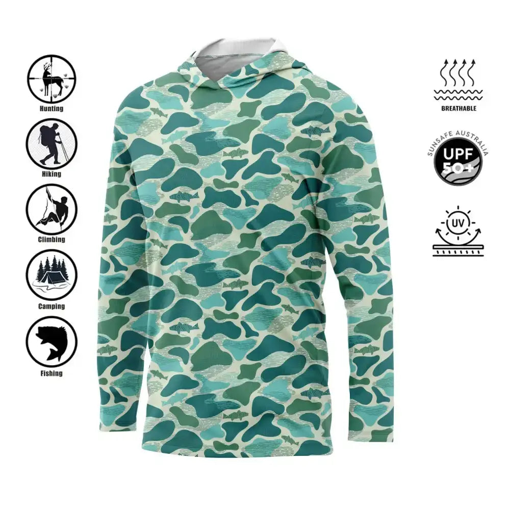 Men’s Hooded Fishing Jersey - Green Camo