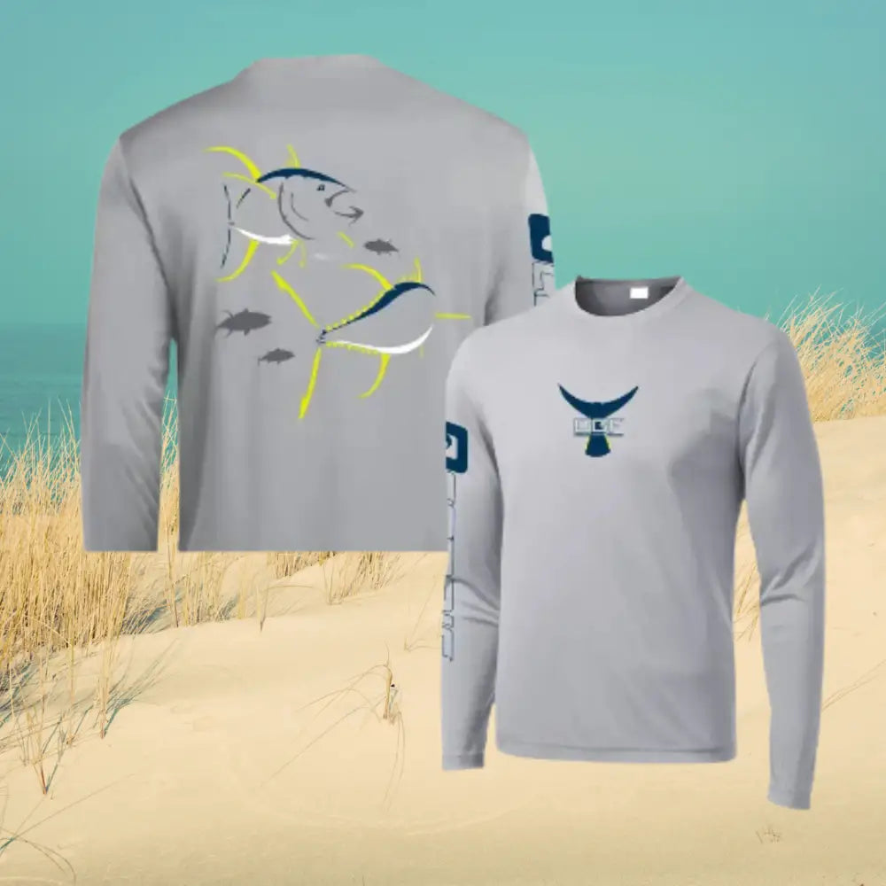 Mens Long Sleeve Crewneck Shirt UV Protection - Fishing