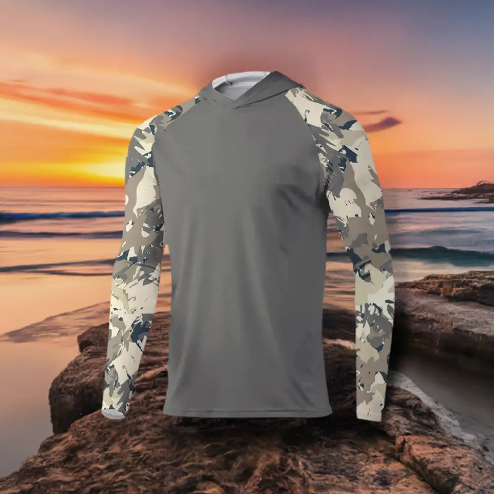 Men’s Long Sleeve Hooded Fishing Jersey: Grey - shirt