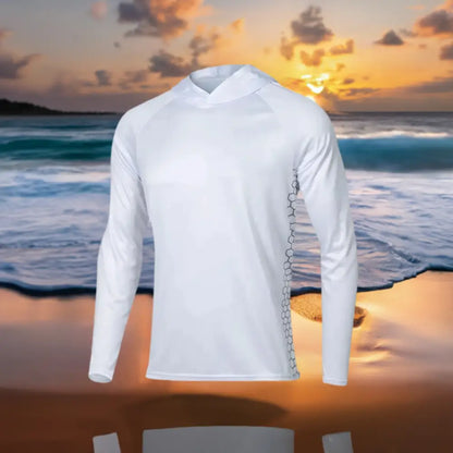 Men’s Long Sleeve Hooded Fishing Jersey: White - shirt