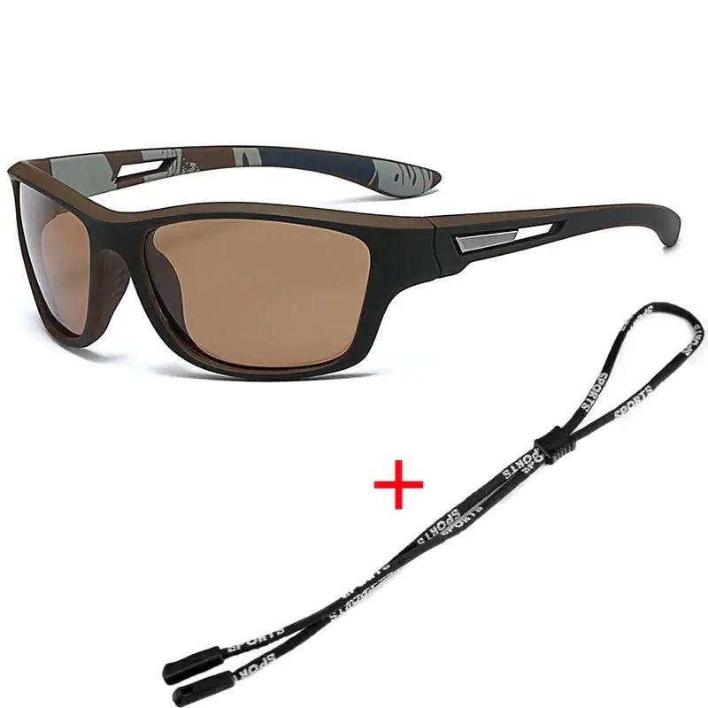 Polarized Sports Sunglasses with Rope UV400 Outdoor Fishing Glasses - Big Bite Fishing Shirts