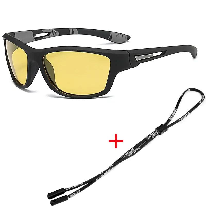 Polarized Sports Sunglasses with Rope UV400 Outdoor Fishing Glasses - Big Bite Fishing Shirts
