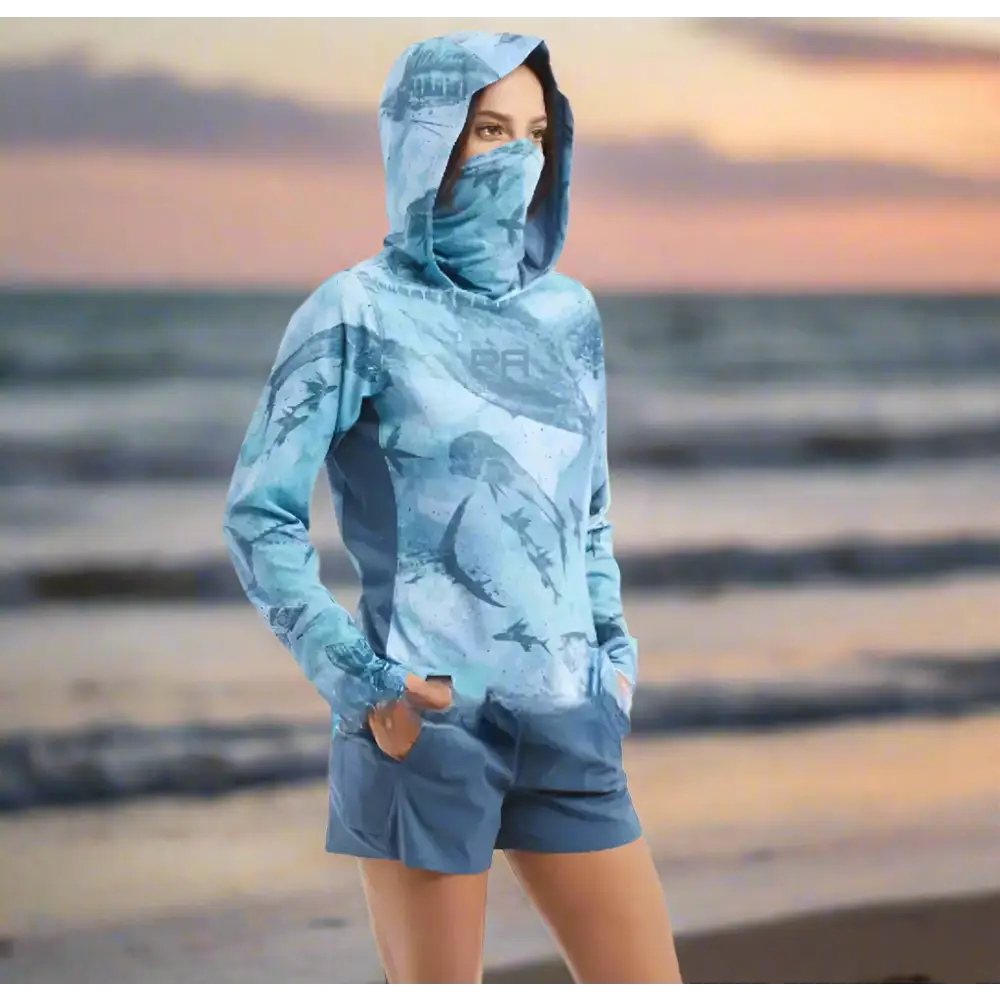 Women’s Long Sleeve Hooded Mask Quick-Drying Fishing Shirt