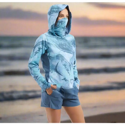 Women’s Long Sleeve Hooded Mask Quick-Drying Fishing Shirt